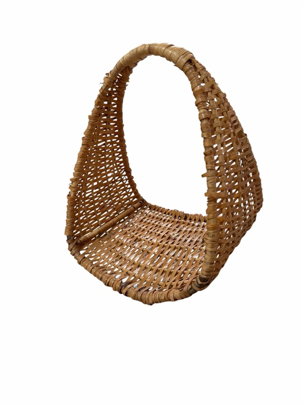 Vintage Wicker Gathering Basket Handwoven Market Basket Cottagecore Farmhouse
